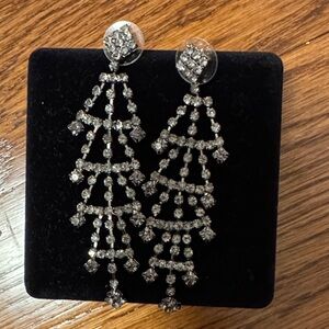 Elegant Gun Metal Colored Chandelier Earrings